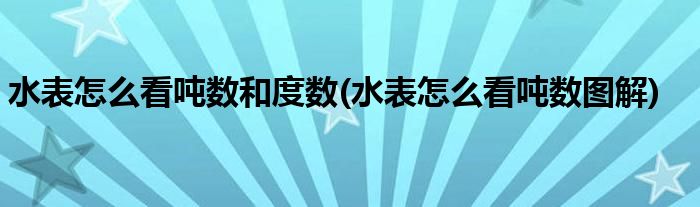 水表怎么看吨数和度数(水表怎么看吨数图解)