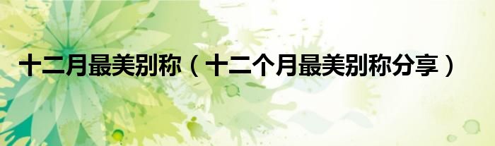 十二月最美别称（十二个月最美别称分享）