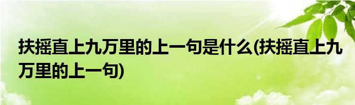 扶摇直上九万里的上一句是什么(扶摇直上九万里的上一句)