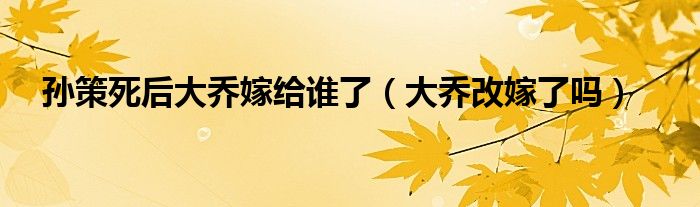 孙策死后大乔嫁给谁了（大乔改嫁了吗）
