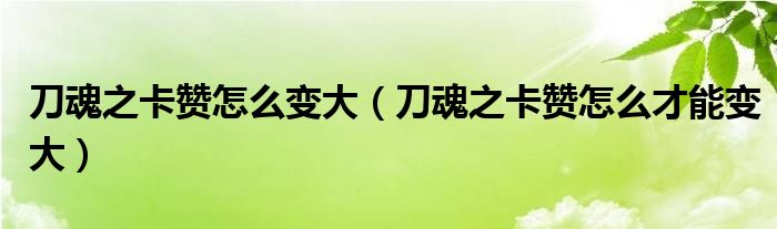 刀魂之卡赞怎么变大（刀魂之卡赞怎么才能变大）