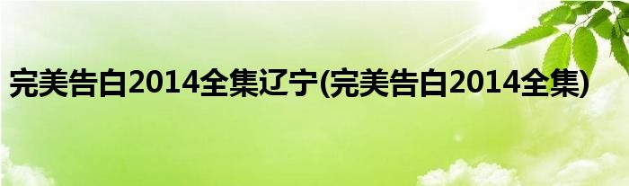 完美告白2014全集辽宁(完美告白2014全集)