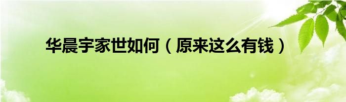 华晨宇家世如何（原来这么有钱）