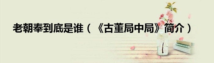 老朝奉到底是谁（《古董局中局》简介）