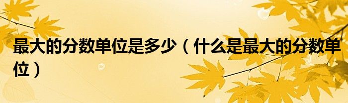最大的分数单位是多少（什么是最大的分数单位）