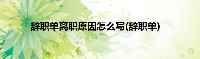 辞职单离职原因怎么写(辞职单)