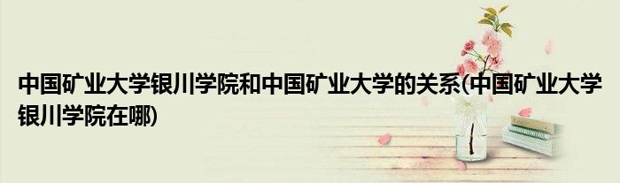 中国矿业大学银川学院和中国矿业大学的关系(中国矿业大学银川学院在哪)
