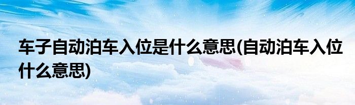 车子自动泊车入位是什么意思(自动泊车入位什么意思)