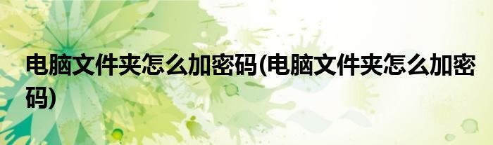 电脑文件夹怎么加密码(电脑文件夹怎么加密码)