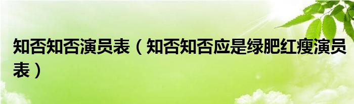 知否知否演员表（知否知否应是绿肥红瘦演员表）