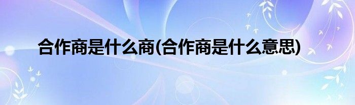 合作商是什么商(合作商是什么意思)