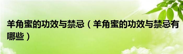 羊角蜜的功效与禁忌（羊角蜜的功效与禁忌有哪些）