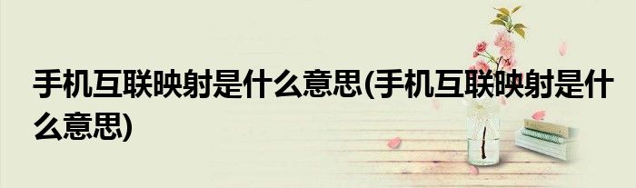 手机互联映射是什么意思(手机互联映射是什么意思)