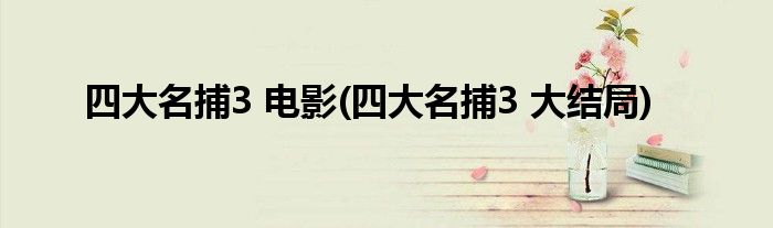 四大名捕3 电影(四大名捕3 大结局)