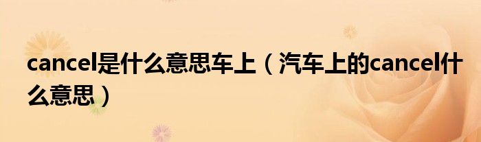 cancel是什么意思车上（汽车上的cancel什么意思）