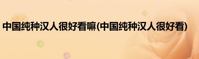 中国纯种汉人很好看嘛(中国纯种汉人很好看)