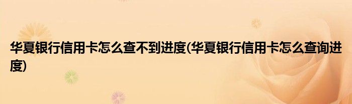 华夏银行信用卡怎么查不到进度(华夏银行信用卡怎么查询进度)