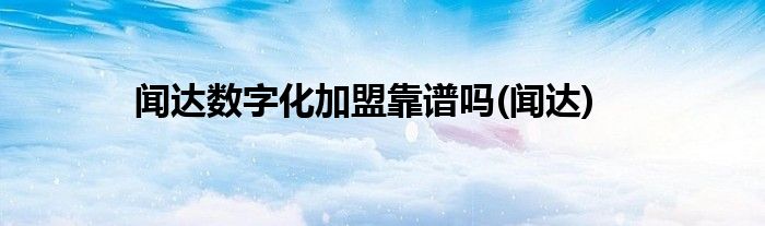 闻达数字化加盟靠谱吗(闻达)