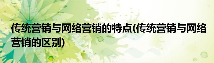 传统营销与网络营销的特点(传统营销与网络营销的区别)