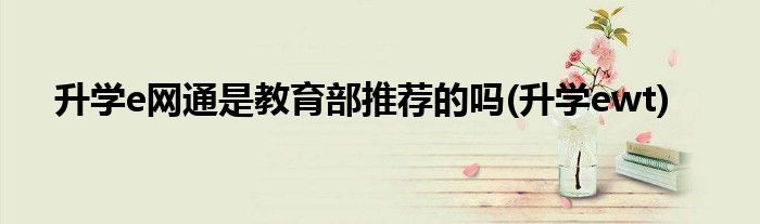 升学e网通是教育部推荐的吗(升学ewt)