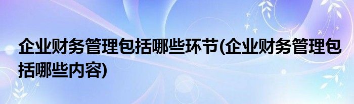 企业财务管理包括哪些环节(企业财务管理包括哪些内容)