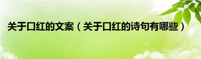关于口红的文案（关于口红的诗句有哪些）