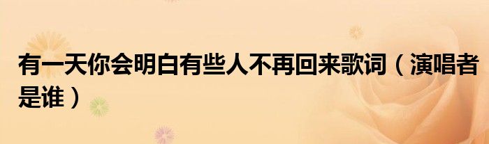 有一天你会明白有些人不再回来歌词（演唱者是谁）