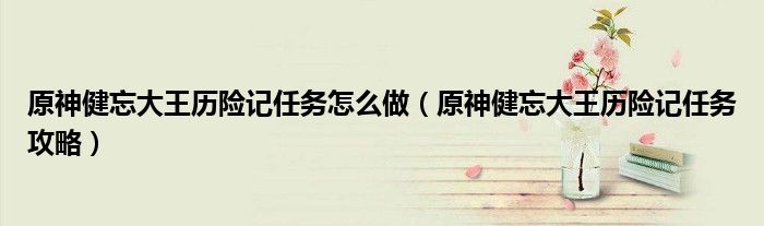原神健忘大王历险记任务怎么做（原神健忘大王历险记任务攻略）