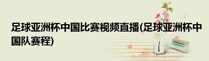 足球亚洲杯中国比赛视频直播(足球亚洲杯中国队赛程)