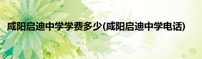 咸阳启迪中学学费多少(咸阳启迪中学电话)