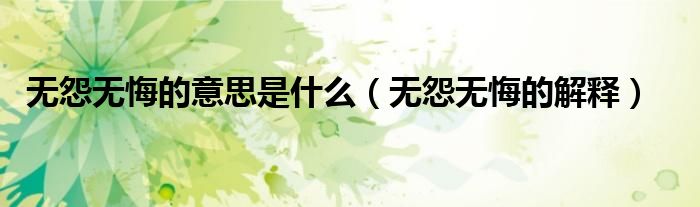 无怨无悔的意思是什么（无怨无悔的解释）