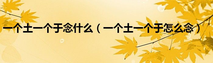 一个土一个于念什么（一个土一个于怎么念）