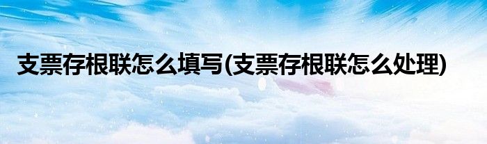 支票存根联怎么填写(支票存根联怎么处理)