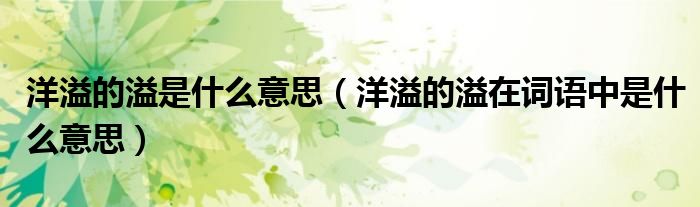 洋溢的溢是什么意思（洋溢的溢在词语中是什么意思）