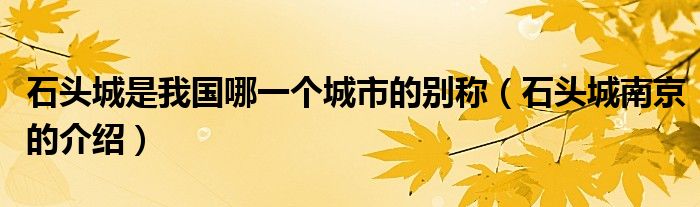 石头城是我国哪一个城市的别称（石头城南京的介绍）