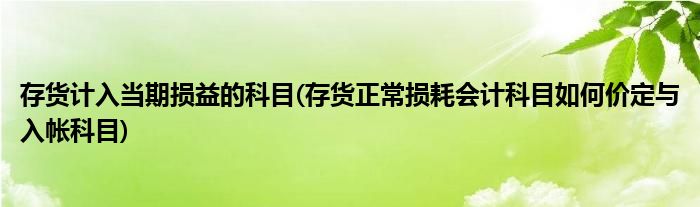 存货计入当期损益的科目(存货正常损耗会计科目如何价定与入帐科目)