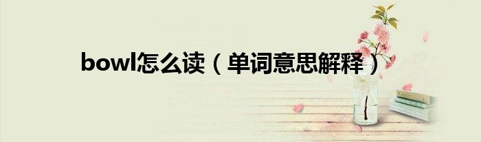 bowl怎么读（单词意思解释）