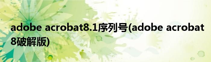 adobe acrobat8.1序列号(adobe acrobat8破解版)