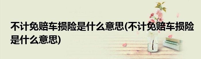 不计免赔车损险是什么意思(不计免赔车损险是什么意思)