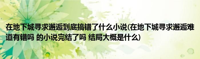 在地下城寻求邂逅到底搞错了什么小说(在地下城寻求邂逅难道有错吗 的小说完结了吗 结局大概是什么)