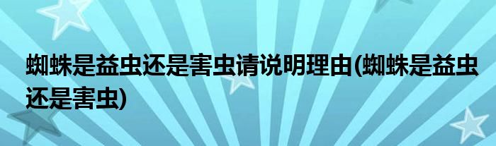 蜘蛛是益虫还是害虫请说明理由(蜘蛛是益虫还是害虫)