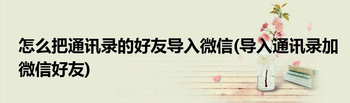 怎么把通讯录的好友导入微信(导入通讯录加微信好友)