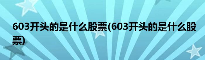603开头的是什么股票(603开头的是什么股票)