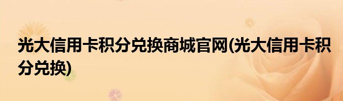 光大信用卡积分兑换商城官网(光大信用卡积分兑换)