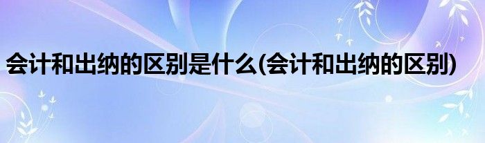 会计和出纳的区别是什么(会计和出纳的区别)
