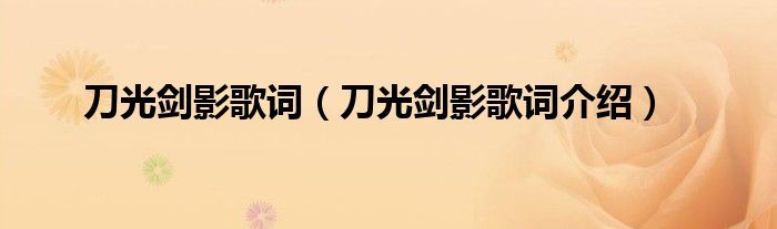 刀光剑影歌词（刀光剑影歌词介绍）