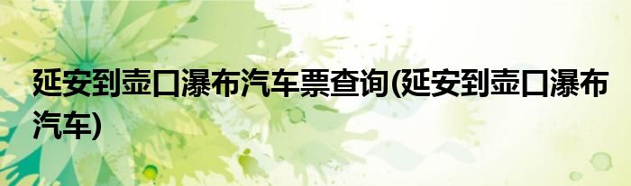 延安到壶口瀑布汽车票查询(延安到壶口瀑布汽车)