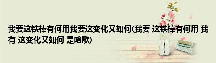 我要这铁棒有何用我要这变化又如何(我要 这铁棒有何用 我有 这变化又如何 是啥歌)