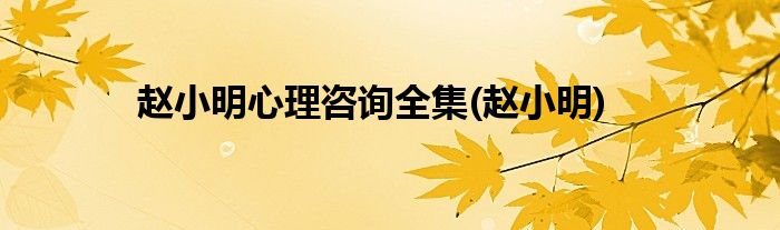 赵小明心理咨询全集(赵小明)