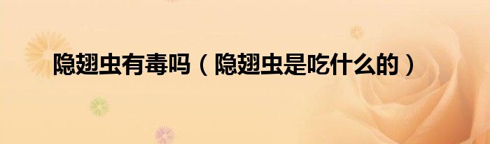 隐翅虫有毒吗（隐翅虫是吃什么的）